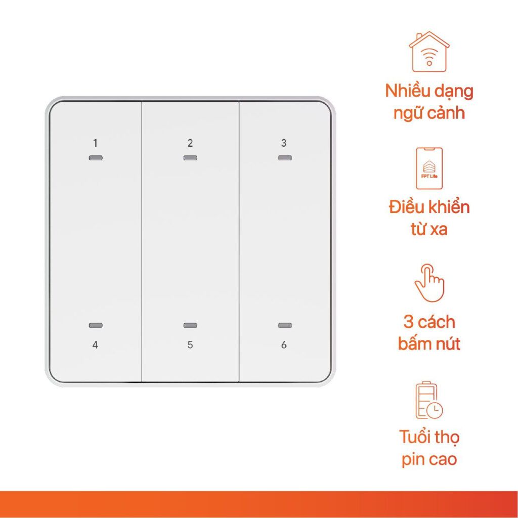 Công tắc bấm ngữ cảnh vuông 6 nút Athena-2